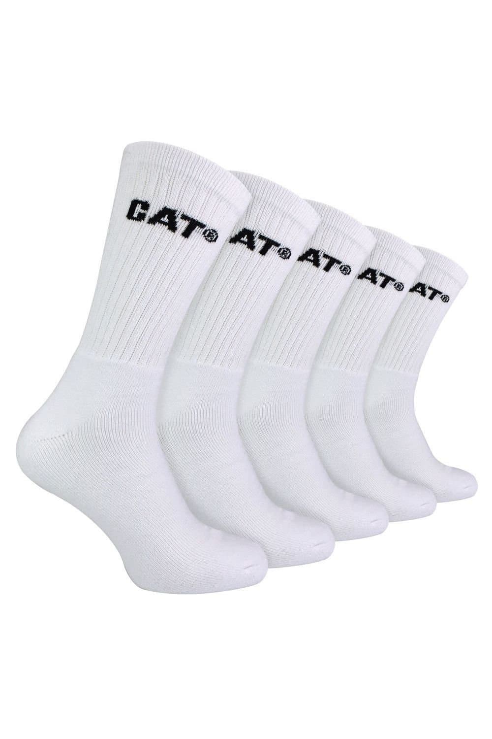 CAT CAT Men's 5 Pack White Performance Work Socks