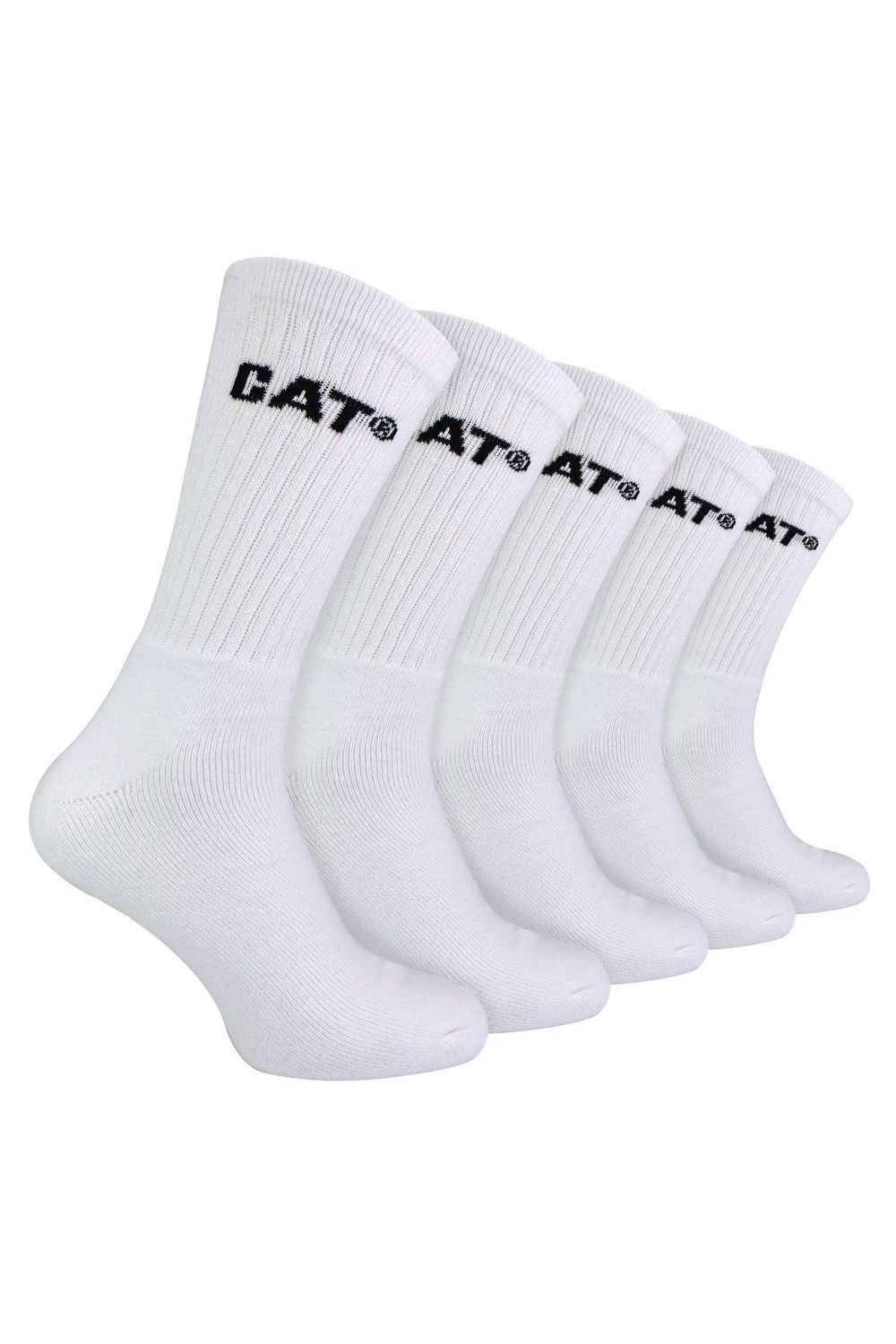 CAT CAT Men's 5 Pack Durable Cotton Performance Work Socks in White - 2