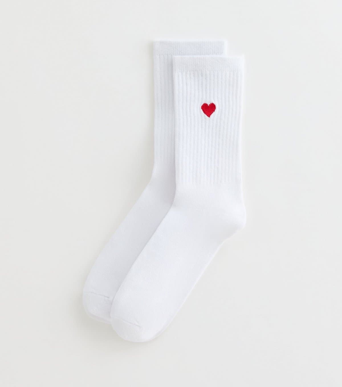 New Look White Embroidered Heart Tube Sock New Look