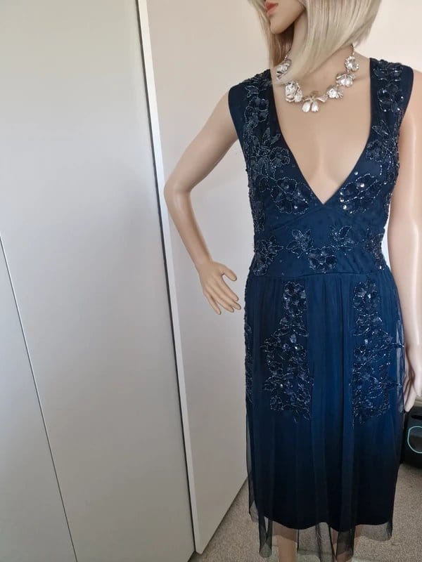 Maya Deluxe Maya delux bnwt size gorgeous navy embellished cruise dress paid £95 beautiful - 1