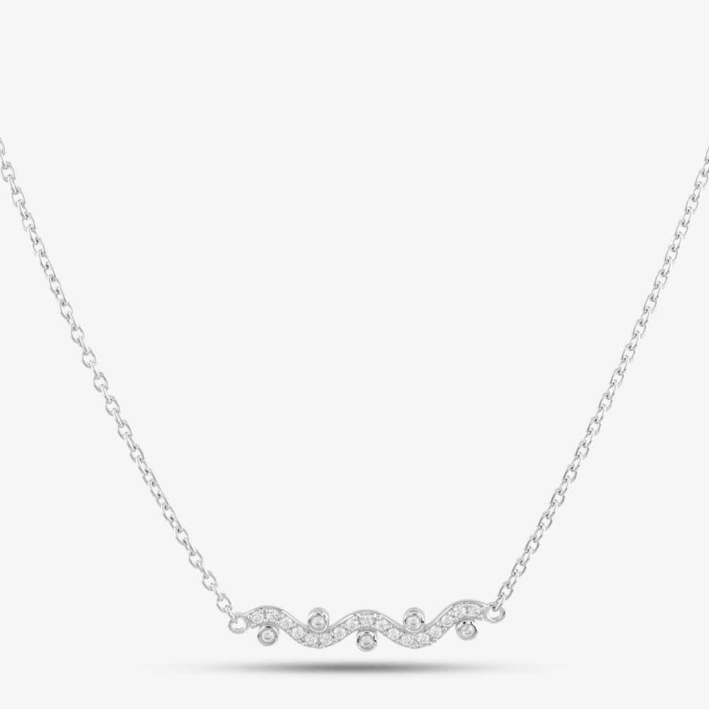 T.H.Baker T.H.Baker Women's Silver & Cubic Zirconia Wave Necklace 2THB020304