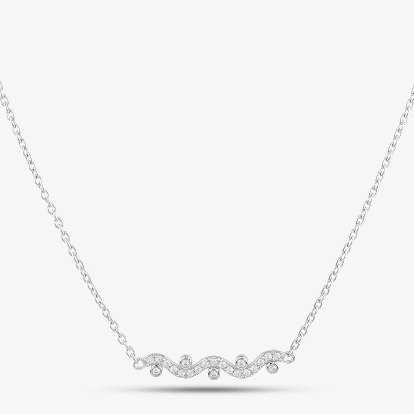 T.H.Baker T.H.Baker Women's Silver & Cubic Zirconia Wave Necklace 2THB020304 - 1