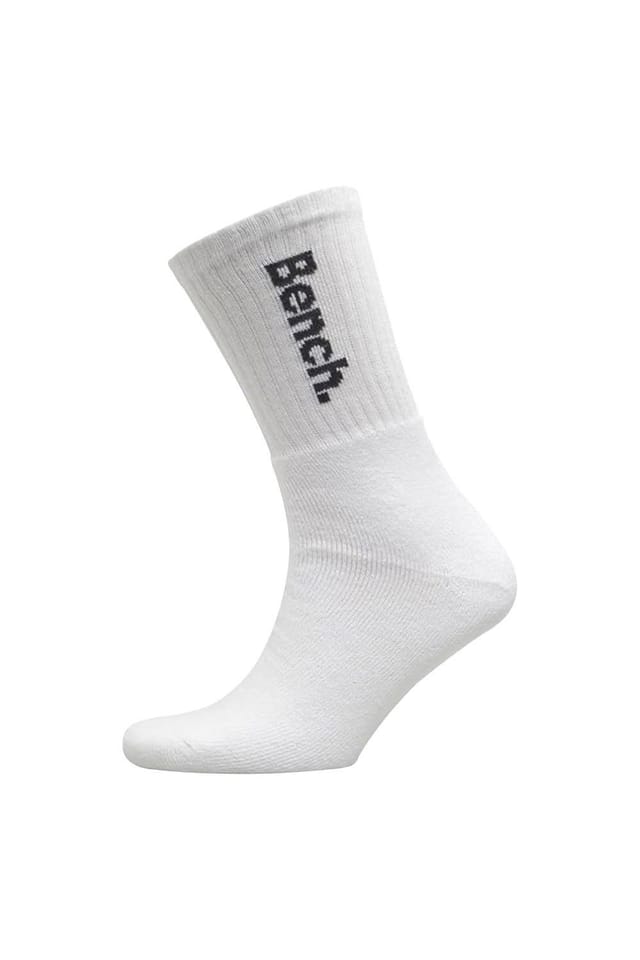 Bench Bench Men's 5 Pairs Crew Cotton Socks - Sport Breathable Comfort Socks in White - 3