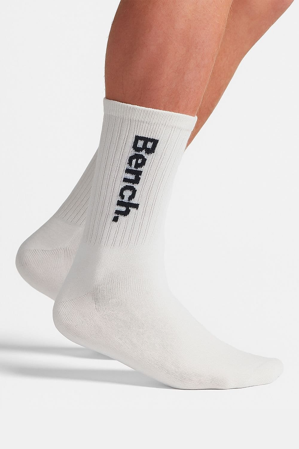 Bench Bench Men's 5 Pairs Crew Cotton Socks - Sport Breathable Comfort Socks in White - 4