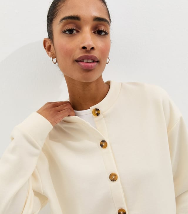 New Look Women's Cream Sweatshirt Cardigan New Look - 2