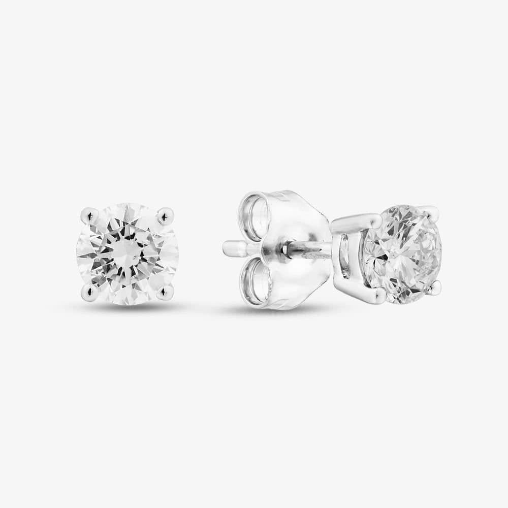 T.H.Baker T.H.Baker Women's 9ct White Gold 0.75ct Round Cut Diamond Stud Earrings THE2534-75 (WG) in Silver