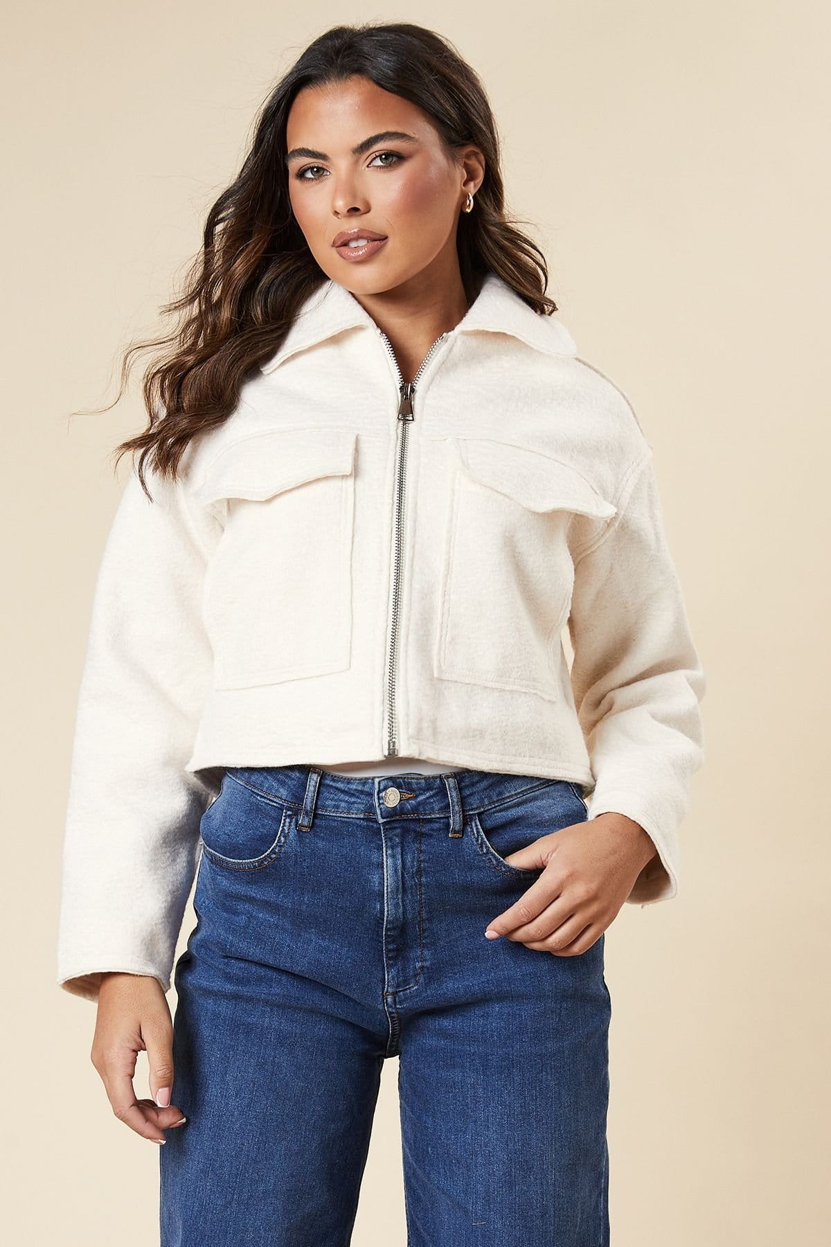 Dorothy Perkins Dorothy Perkins Women's Zip Front Pocket Detail Jacket in White - 4