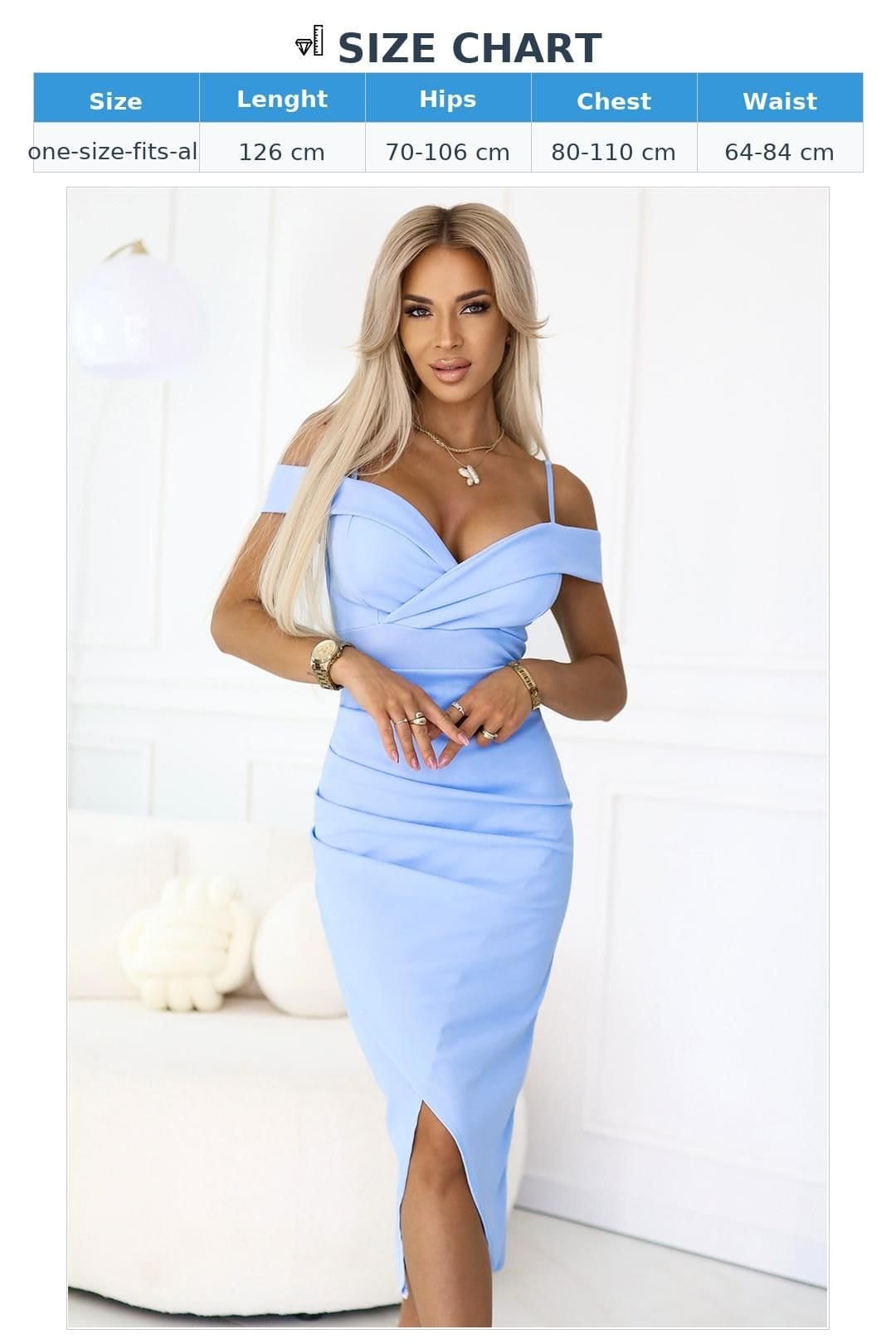 Love Lace Love Lace Women's Elegant Fitted Wrap Midi Evening Dress in Blue - 4