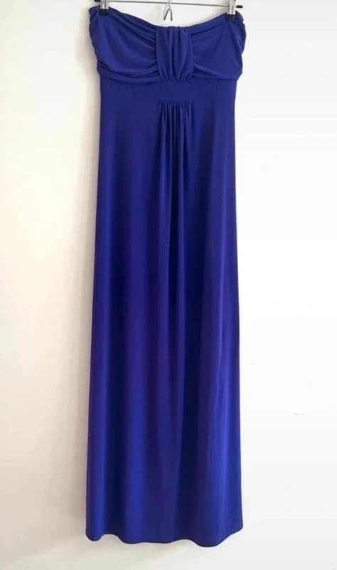 New Look 💜 New Look UK 12 Purple Strapless Maxi Dress Y2K Ruched Bandeau Evening Holiday