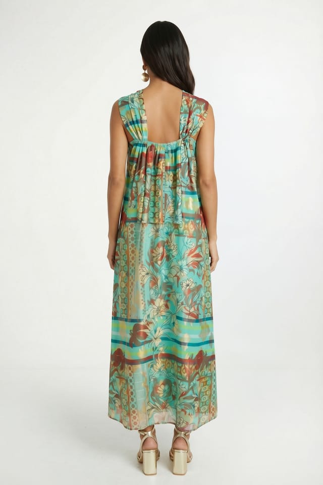 Wallis Wallis Women's Paisley Metallic Halterneck Maxi Dress in Turquoise - 2