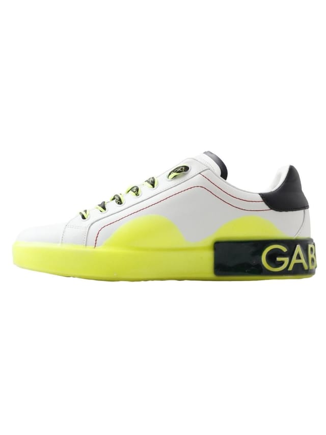 Dolce & Gabbana Dolce & Gabbana Men's White Yellow Portofino Leather Sneakers Shoes - 2