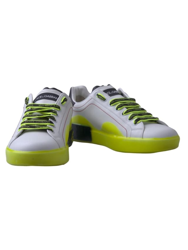 Dolce & Gabbana Dolce & Gabbana Men's White Yellow Portofino Leather Sneakers Shoes - 3