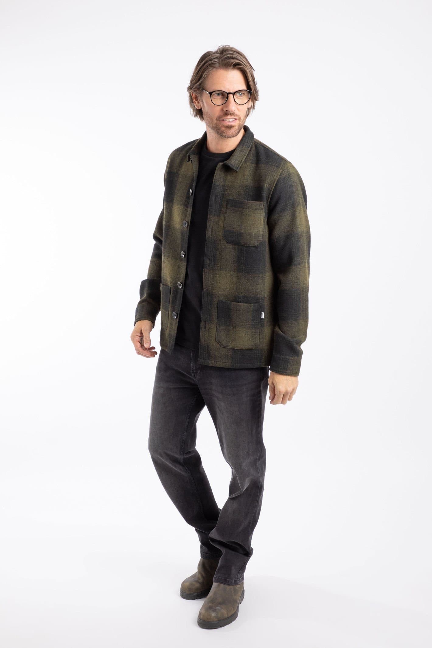 Weird Fish Weird Fish Men's Ryburn Check Over Shirt in Olive