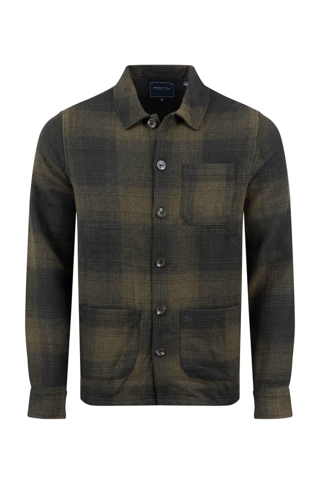 Weird Fish Weird Fish Men's Ryburn Check Over Shirt in Olive - 2