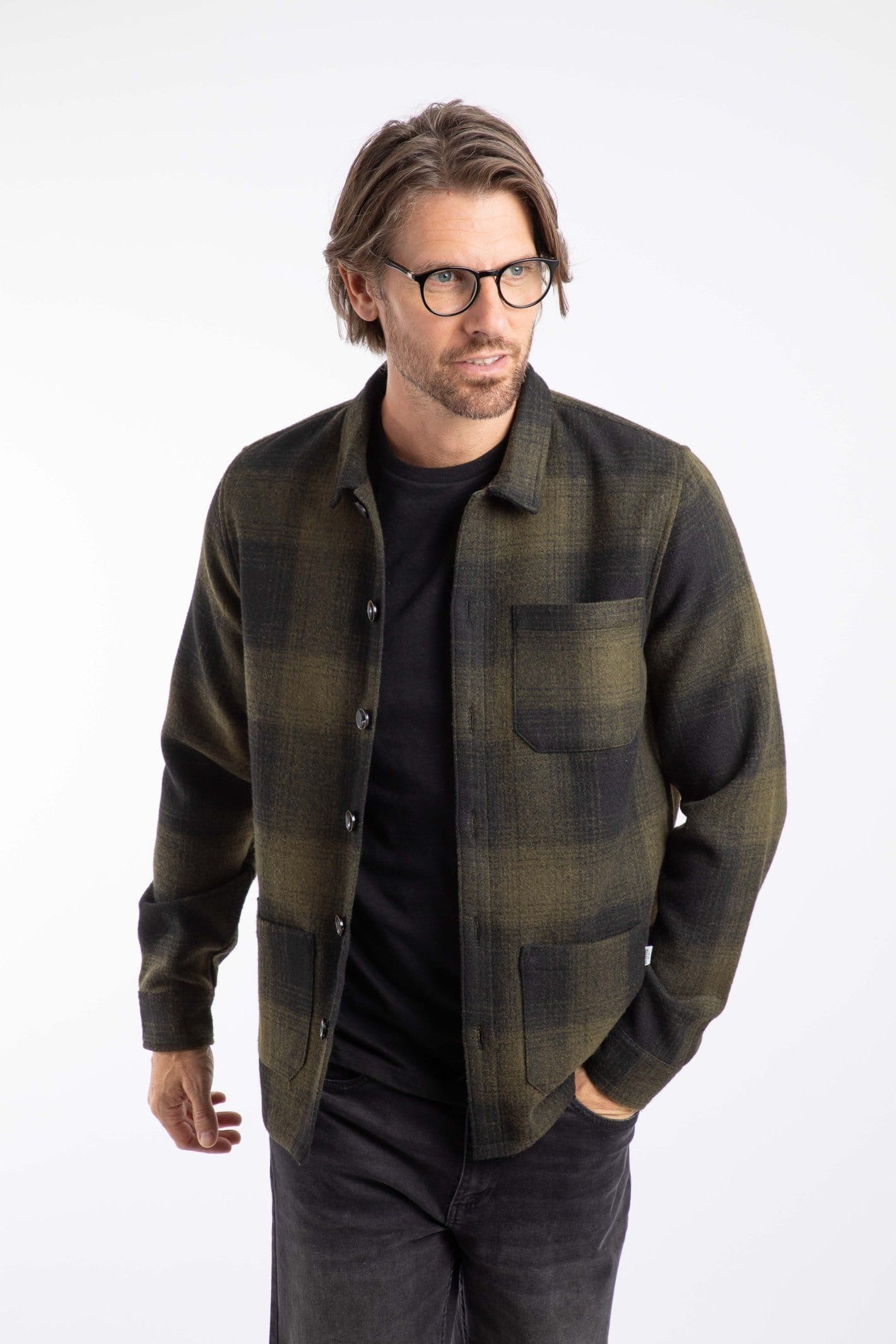 Weird Fish Weird Fish Men's Ryburn Check Over Shirt in Olive - 4