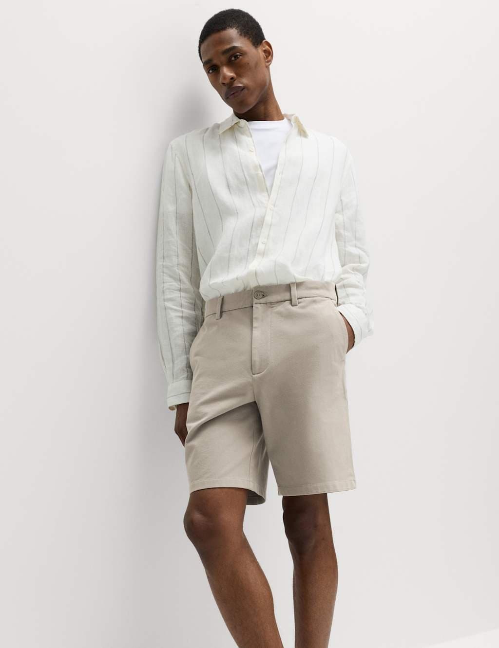 Marks & Spencer M&S Ultimate Stretch Chino Shorts Pebble