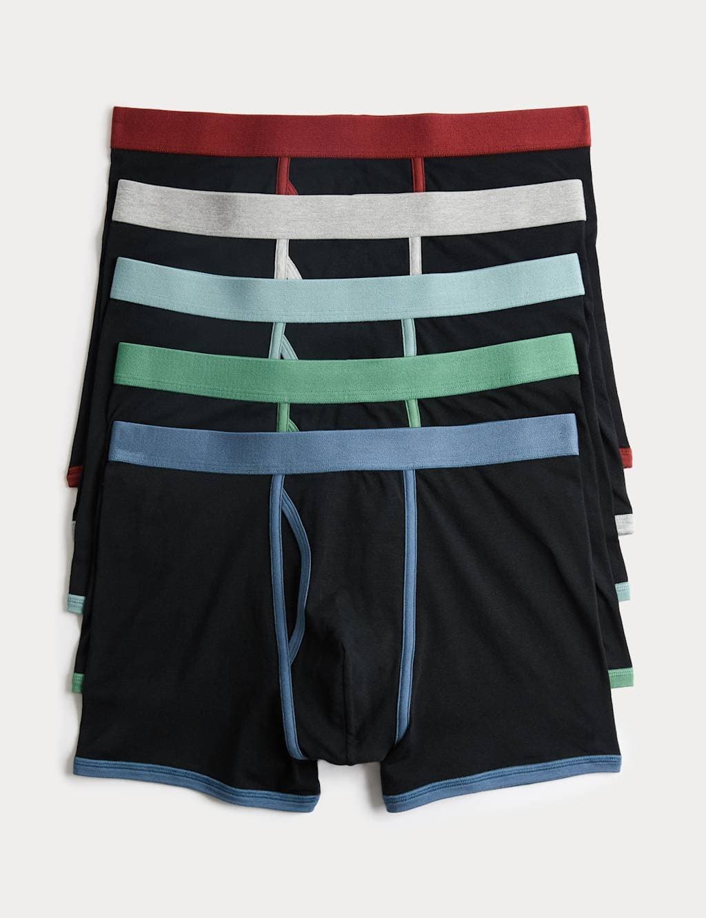 Marks & Spencer M&S 5 Pack Cotton Stretch Trunks Black Mix