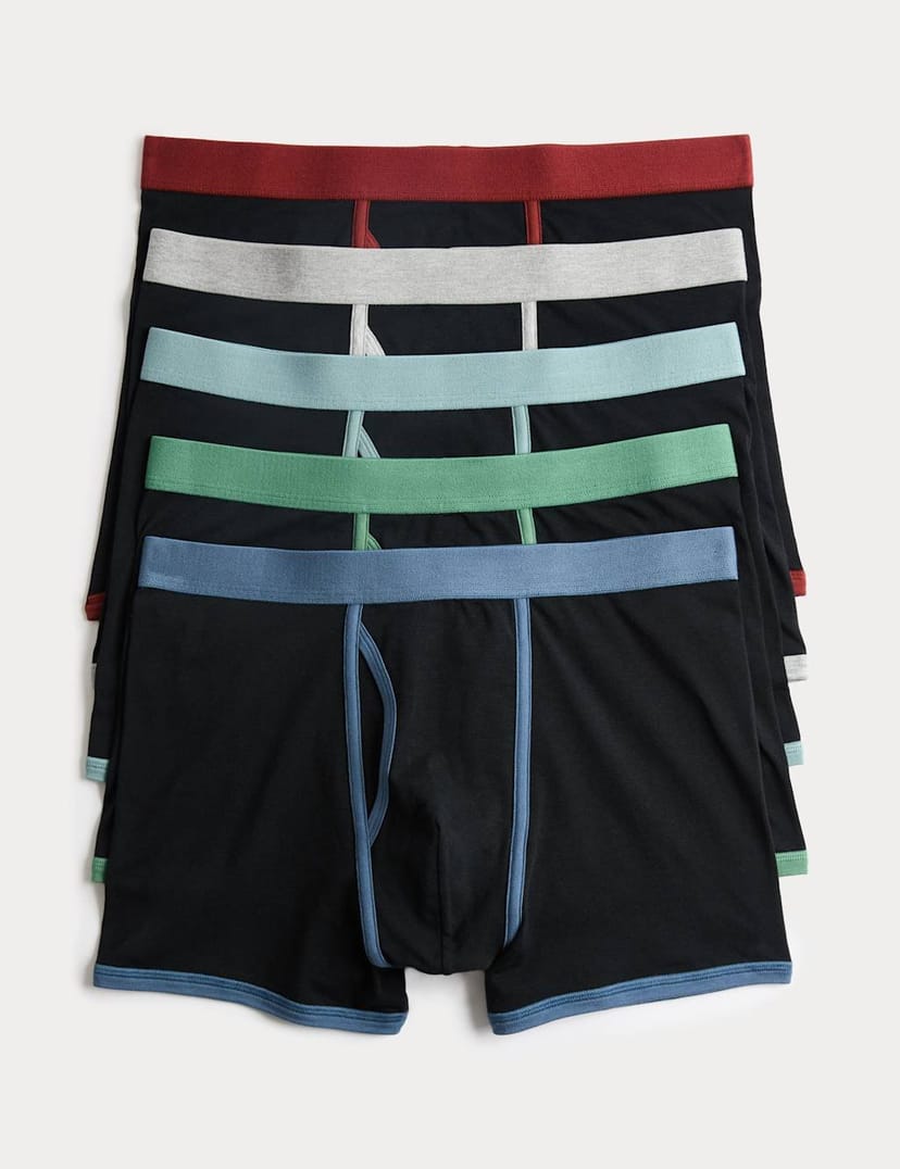 Marks & Spencer M&S 5 Pack Cotton Stretch Trunks Black Mix - 1