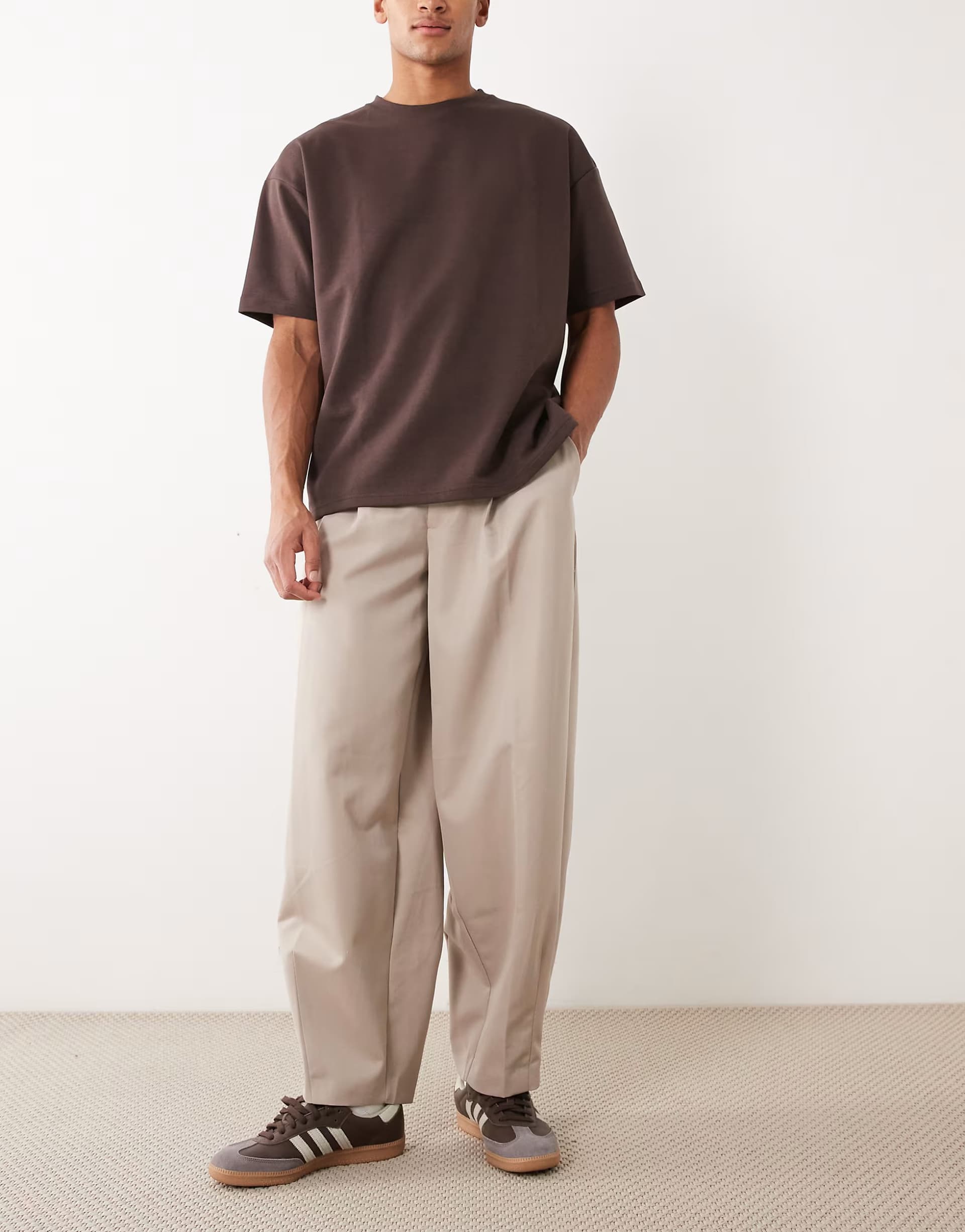 ASOS ASOS DESIGN Stone Barrel Leg Trousers