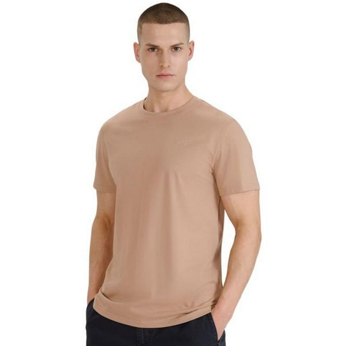 4F 4F Men's WSS25TTSHM2074 T-Shirt in Beige - 4