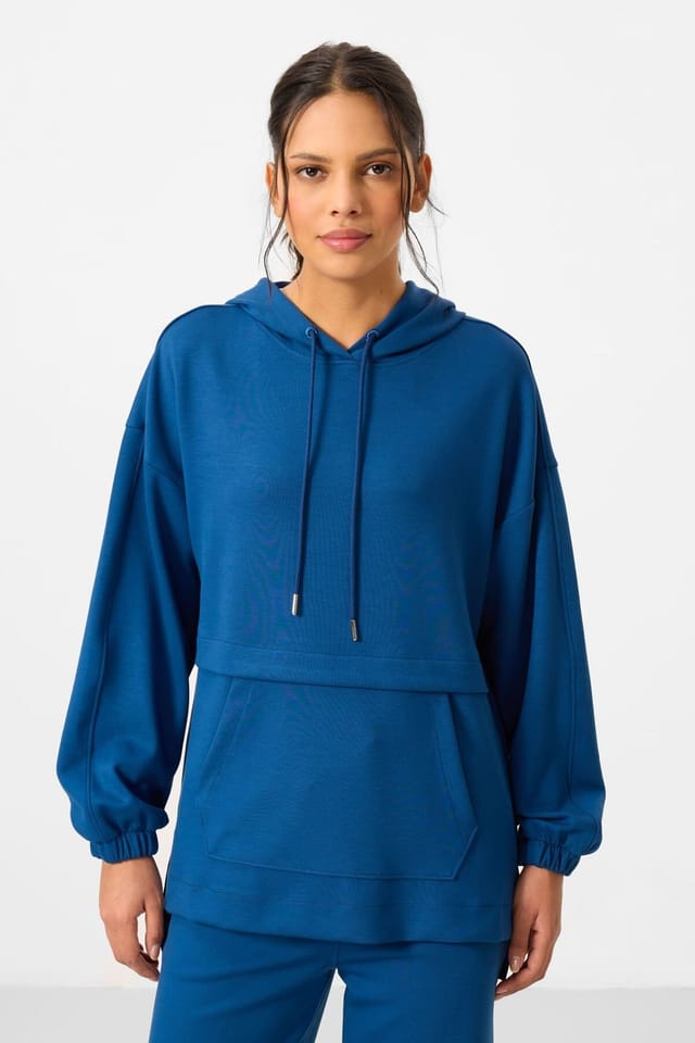 Tommy Life Tommy Life Women's Oversized Hooded Sweatshirt & Wide-Leg Pants Set in Blue - 3