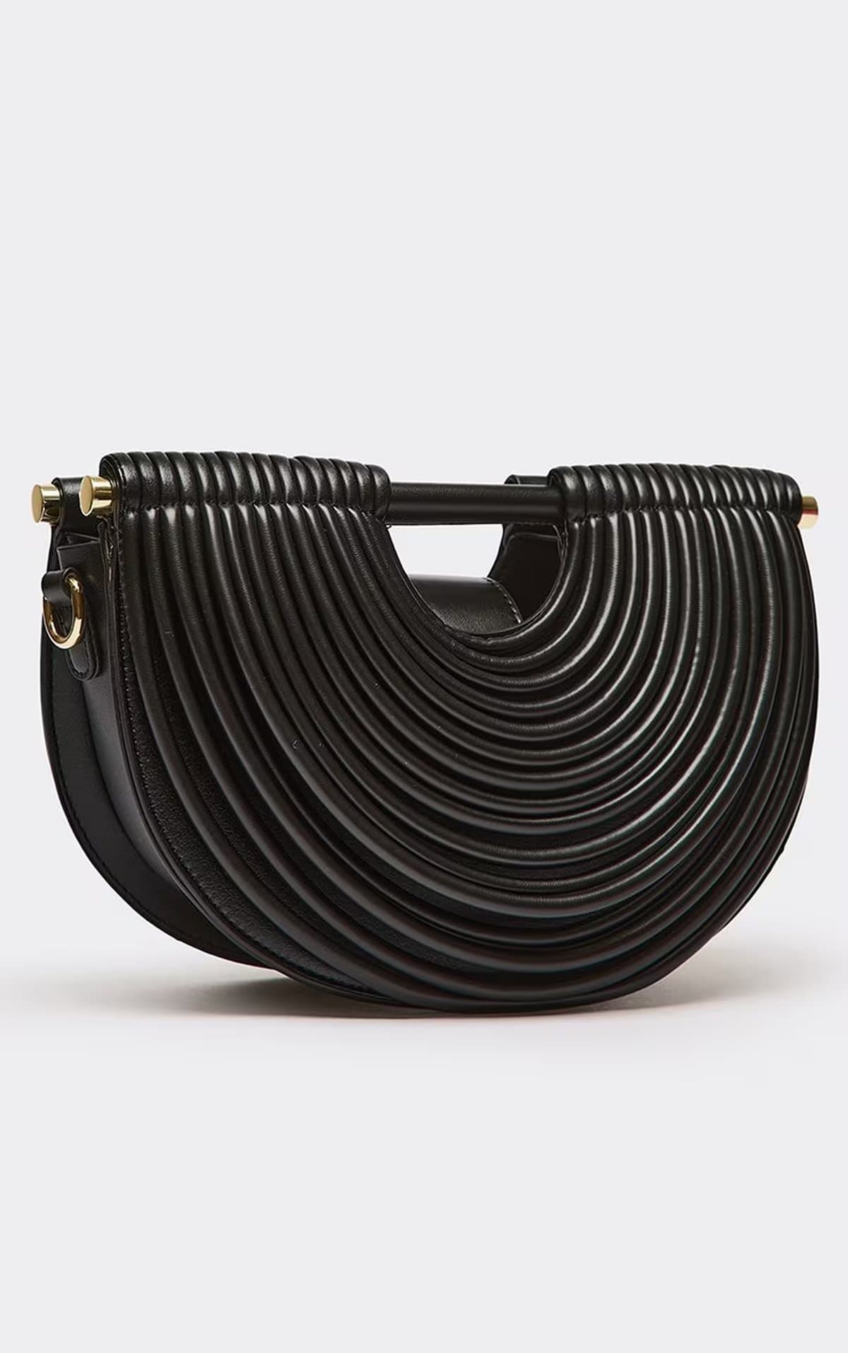 EGO Gray Double Handle Grab Bag In Black Faux Leather, Women's Size UK 0