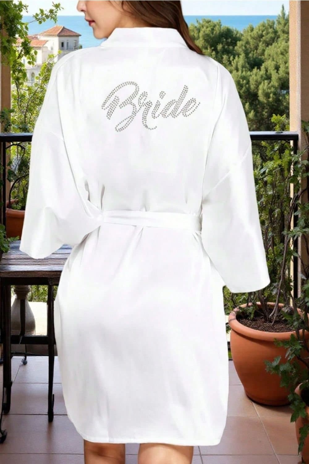 Serla Serla Women's Bridal Diamante Dressing Gown in White