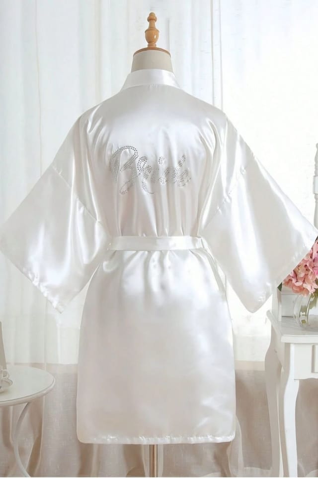 Serla Serla Women's Bridal Diamante Dressing Gown in White - 3