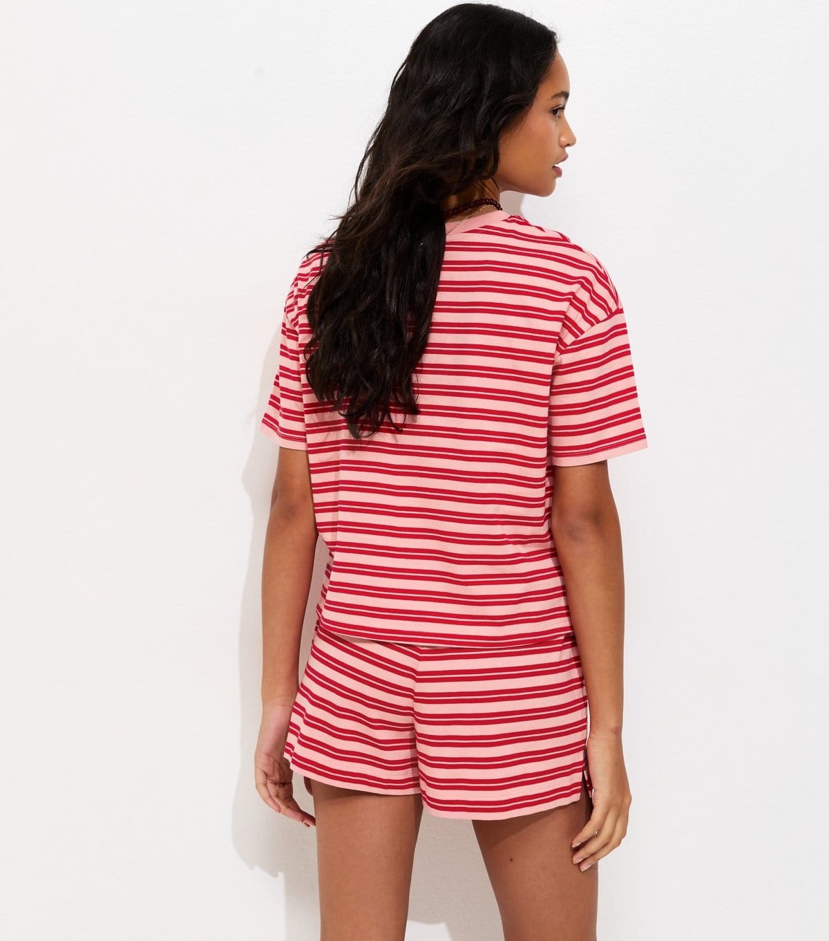 New Look Women's Pink and Red Cotton Striped T-Shirt New Look - 4
