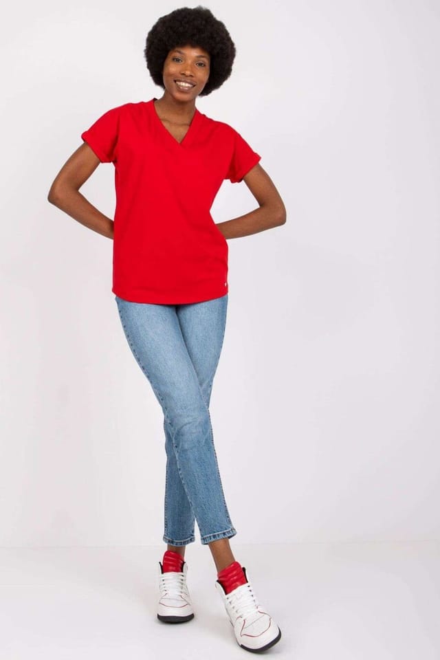 Love Lace Love Lace Women's Everyday Short Sleeve Basic T-Shirt in Red - 2