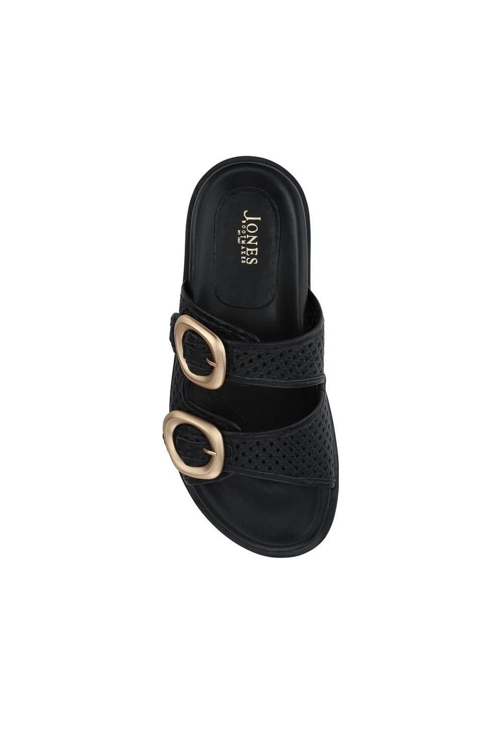 Jones Bootmaker Jones Bootmaker Women's Gisela Leather Dual Buckle Sandals in Black - 4