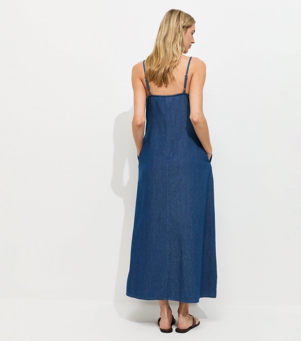 New Look Women's Tall Blue Chambray Cotton Midi Dress New Look - 4