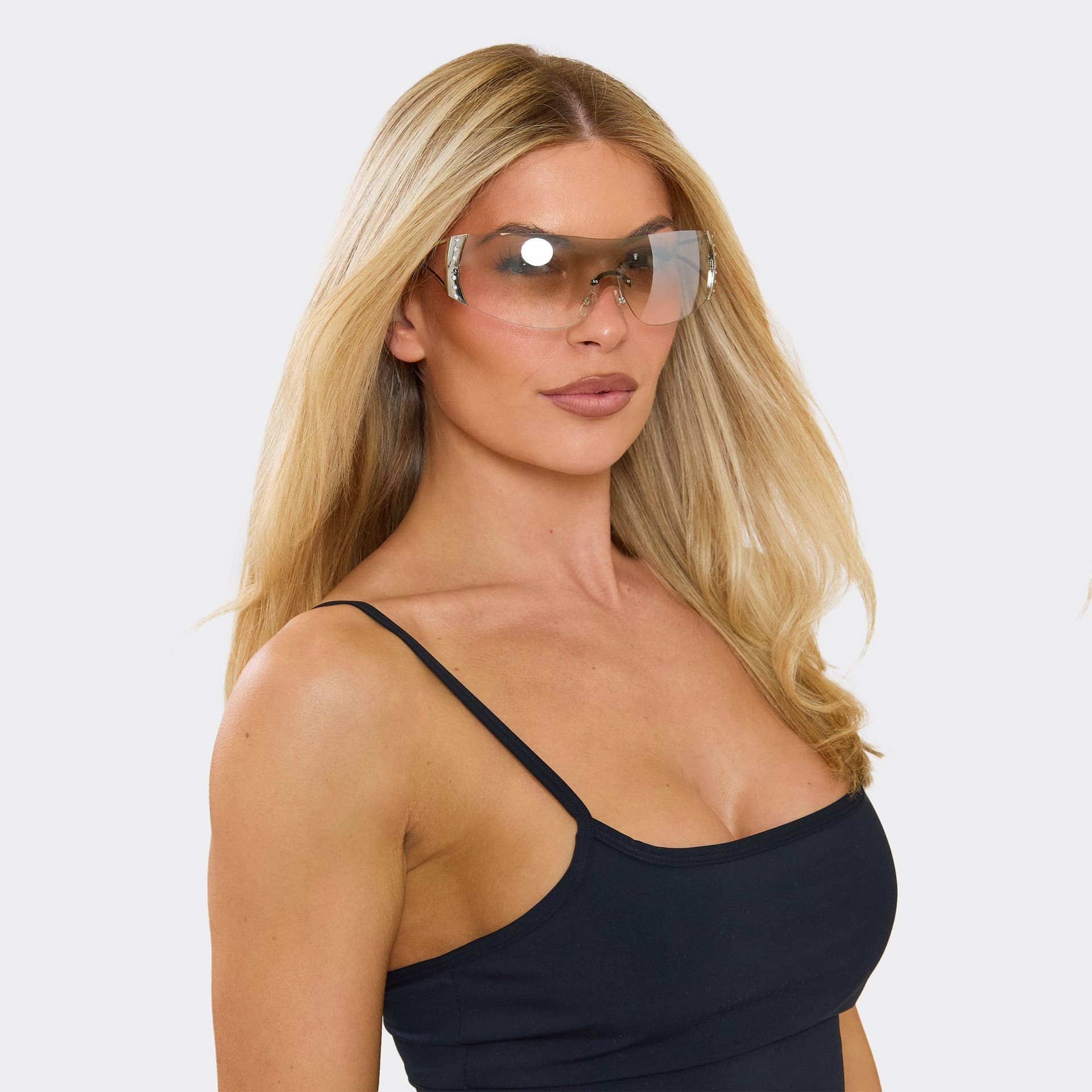 EGO EGO Silver Diamante Detail Frameless Sunglasses