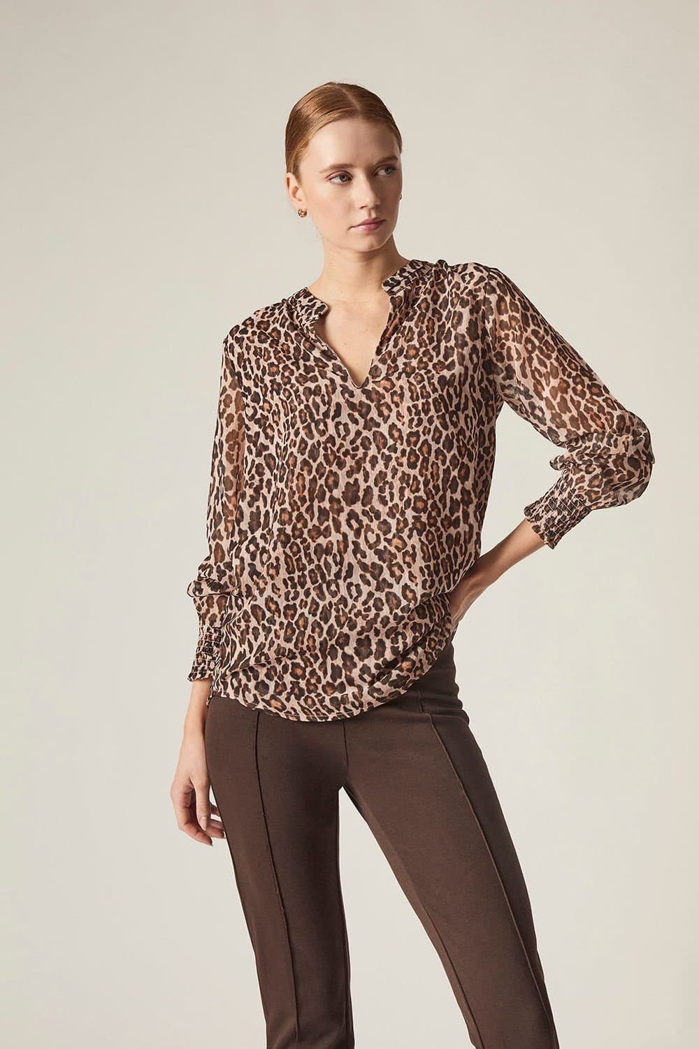 James Lakeland James Lakeland Brown Leopard Print Blouse