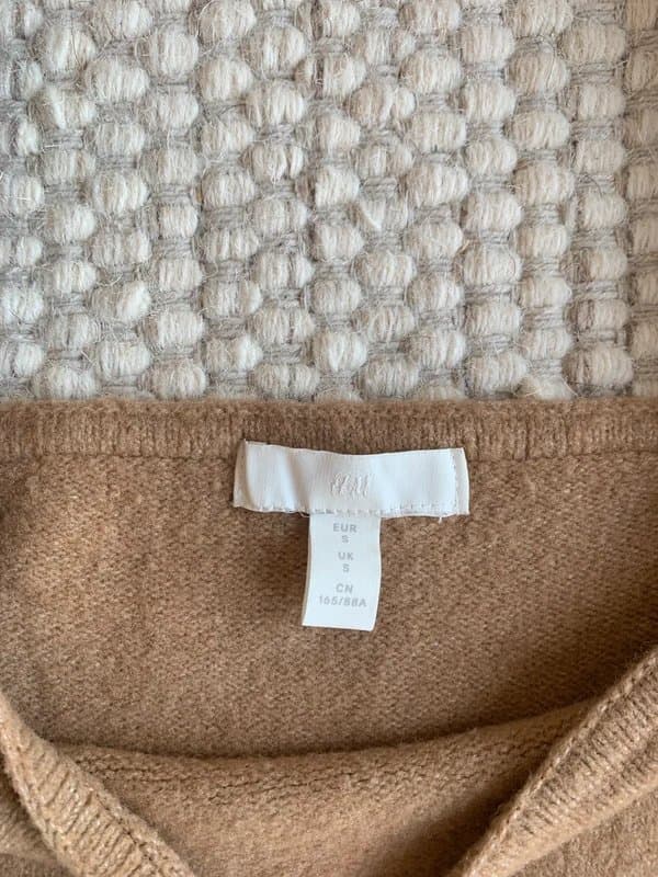 H&M H&M Camel Tan Square Neck Puff Sleeve Spring Jumper – Size S – Wool Blend
