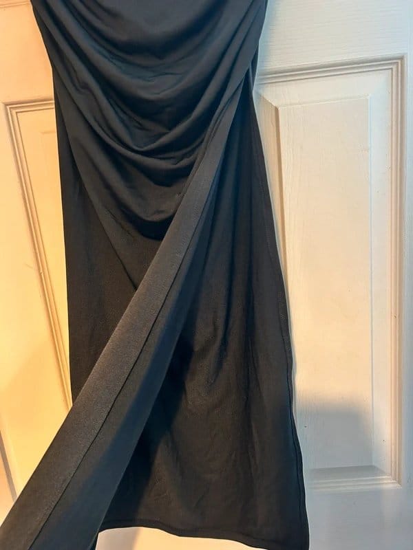New Look Black Ruched Midi Skirt Size 12
