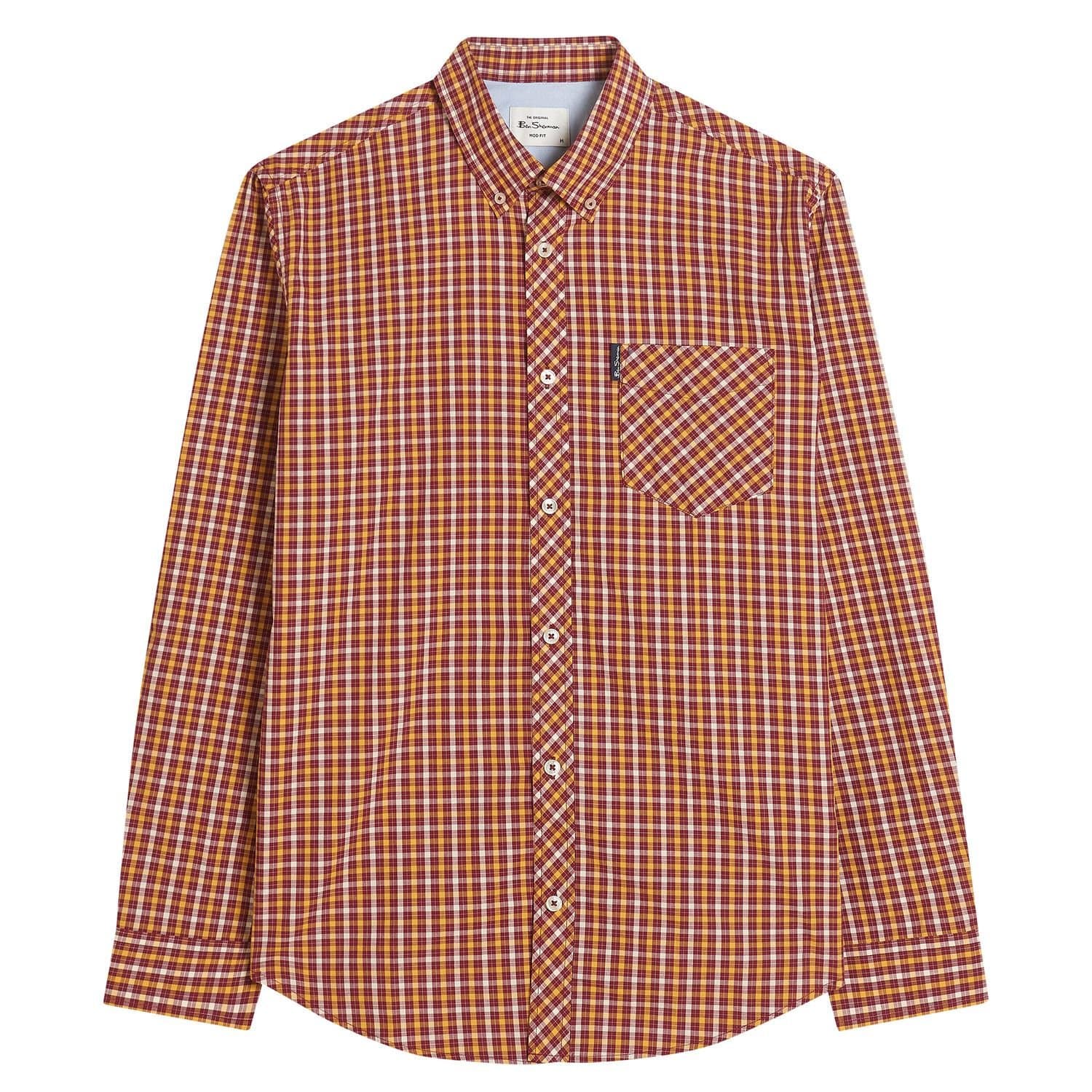Ben Sherman Ben Sherman Men's Signature House Check Long-Sleeved Shirt in Amber