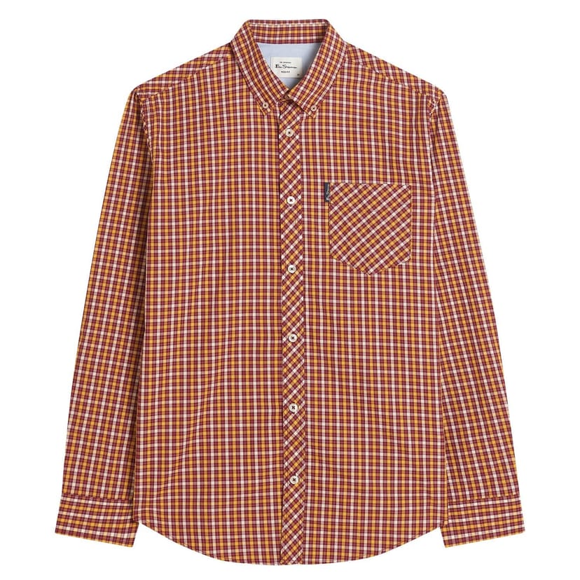 Ben Sherman Ben Sherman Men's Signature House Check Long-Sleeved Shirt in Amber - 1