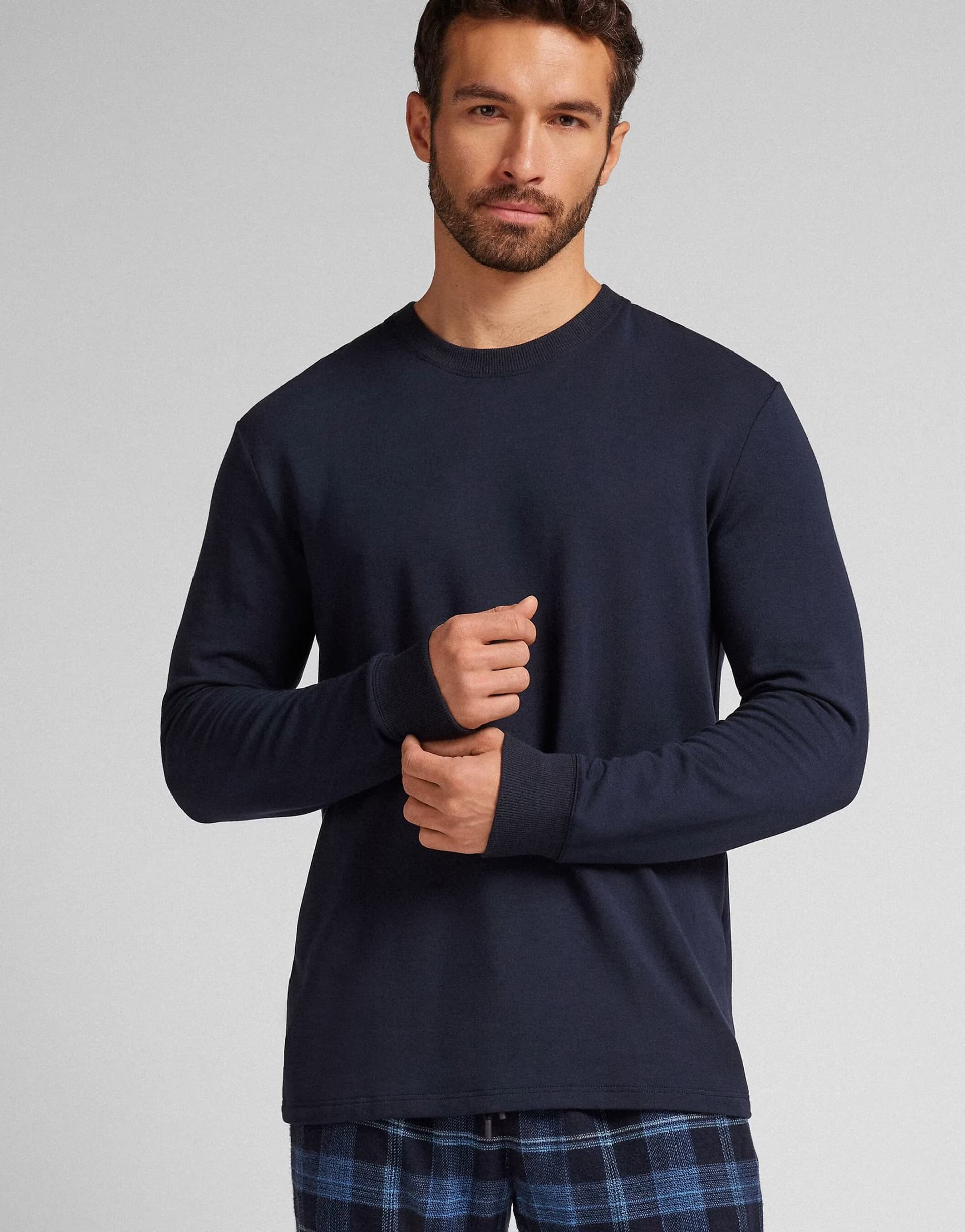 ASOS ASOS Intimissimi Long-Sleeved Modal Fleece Top in Midnight Blue