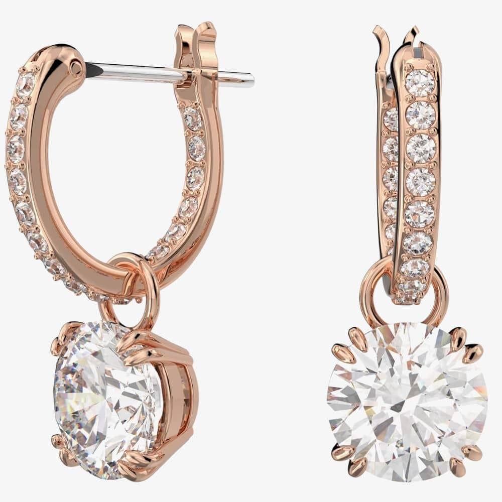 Swarovski Swarovski Rose Gold-Plated Hoop Dropper Earrings