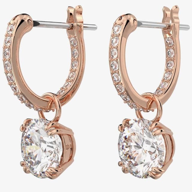 Swarovski Swarovski Women's Constella Rose Gold-Plated Hoop Dropper Earrings 5639975 in Rose Gold - 2