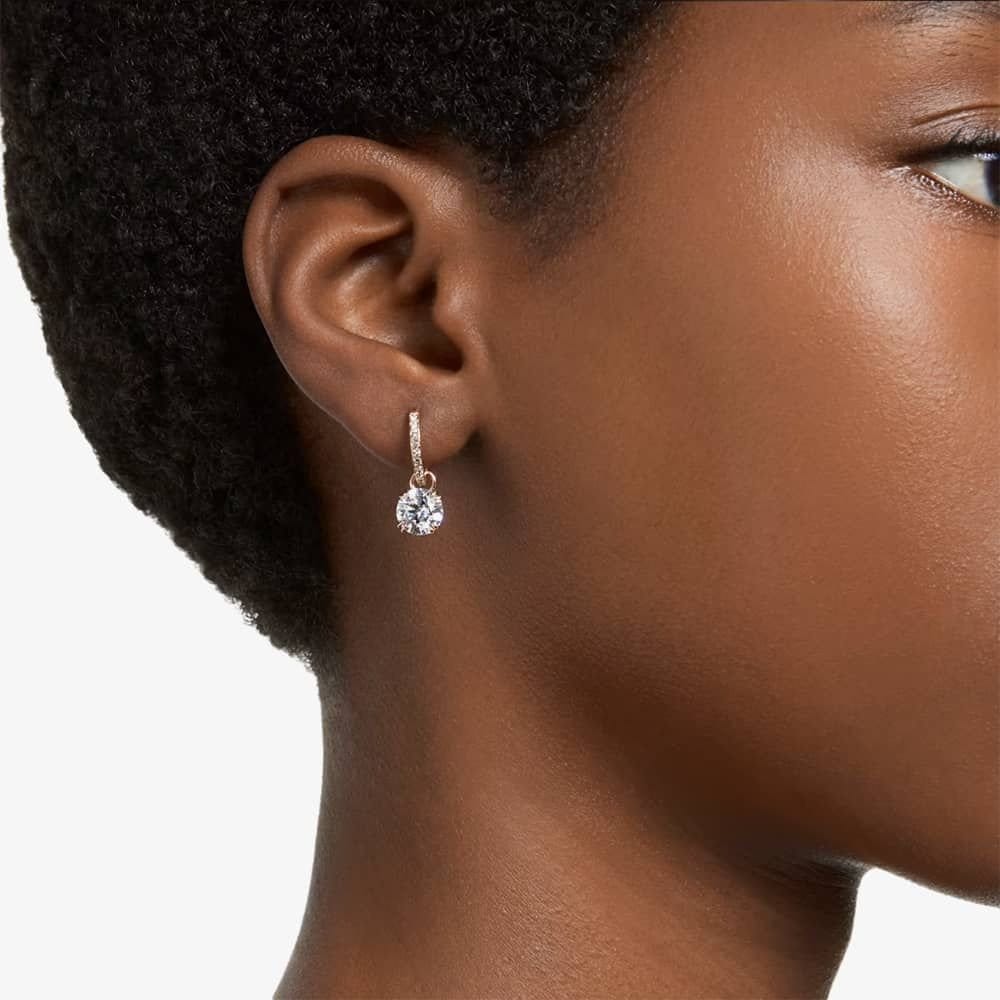 Swarovski Swarovski Women's Constella Rose Gold-Plated Hoop Dropper Earrings 5639975 in Rose Gold - 4