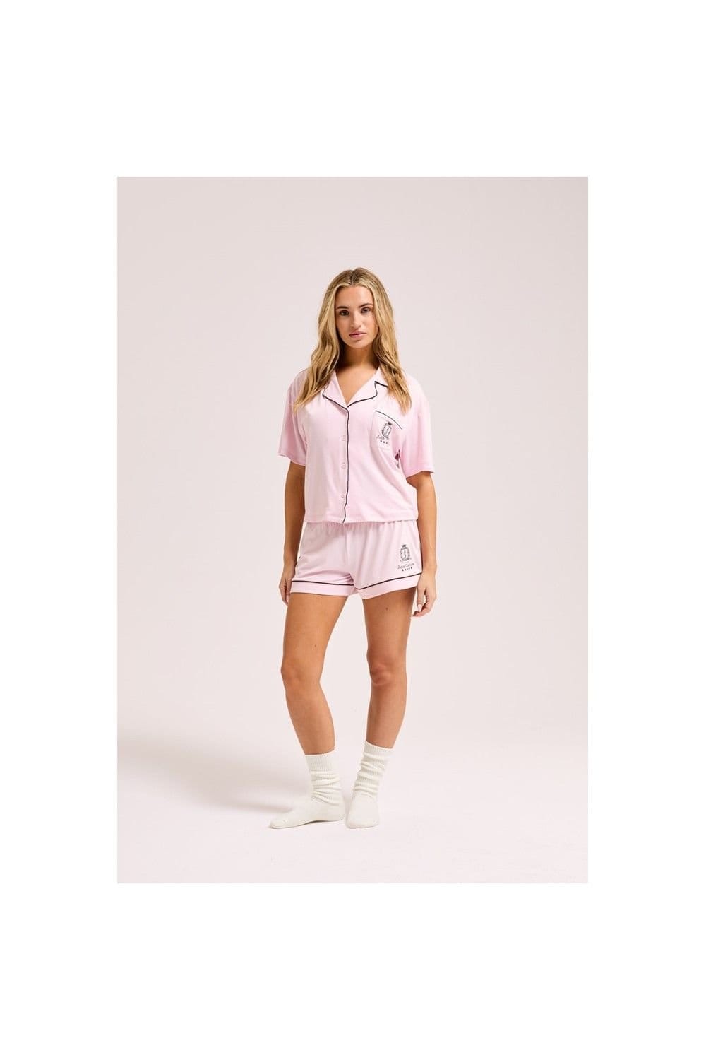 Juicy Couture Juicy Couture Women's Chateau Short Sleeve Pyjama Set in Light Pink - 4
