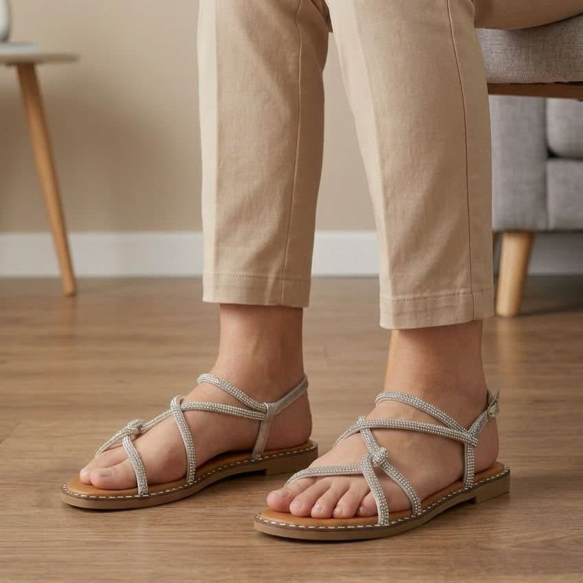 Truffle Collection Truffle Collection Silver Flat Sandals