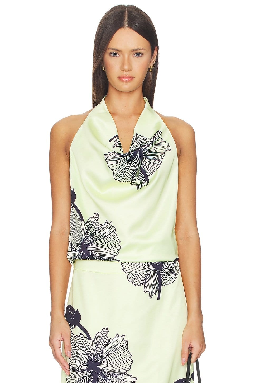 Revolve Tender Yellow Floral Halter Neck Dress Set