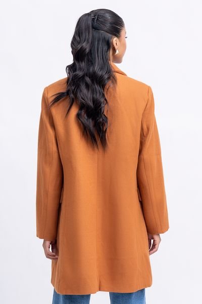 Urban Studio Urban Studio Women's Wool Blend Buttoned Overcoat - Stylish Over coat, Elegant & Warm in Camel - 4