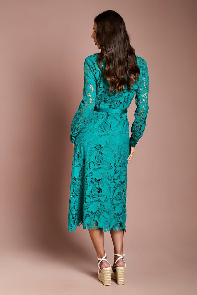 Coast Coast Women's Lace Shirt Dress in Teal - 3