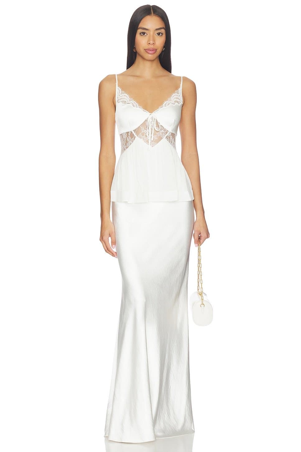 revolve White Georgette Satin Maxi Dress