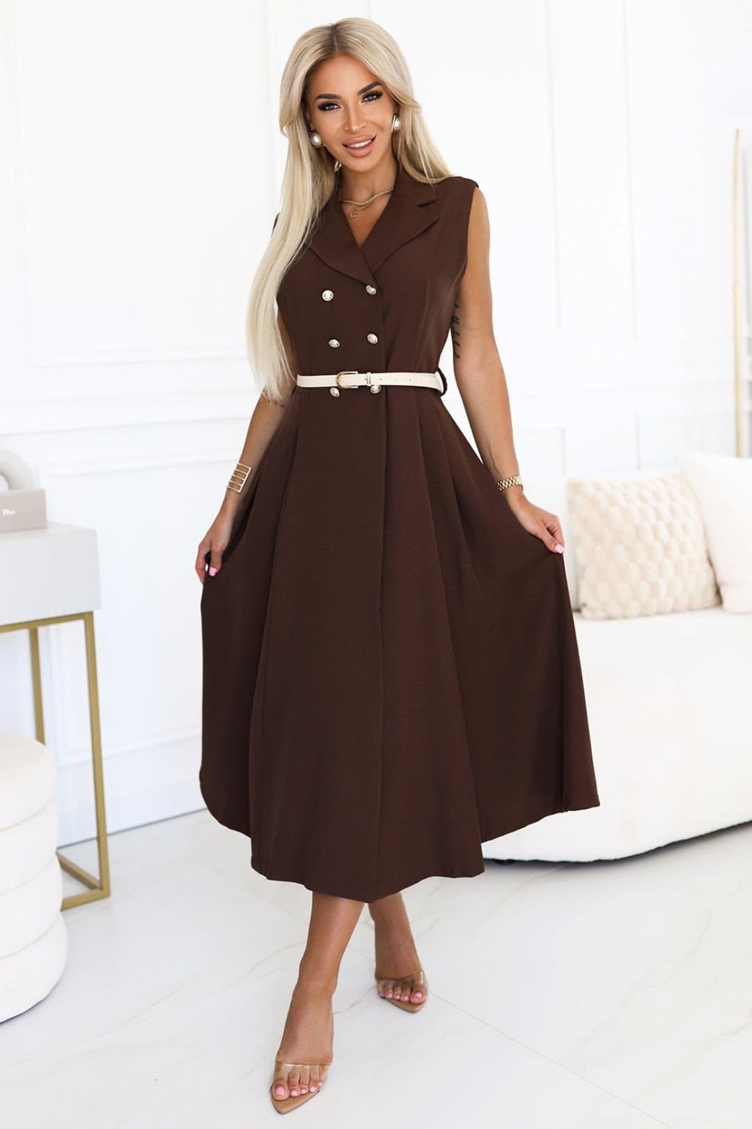 Love Lace Love Lace Women's Timeless Daydress Classic Chic Fit in Brown