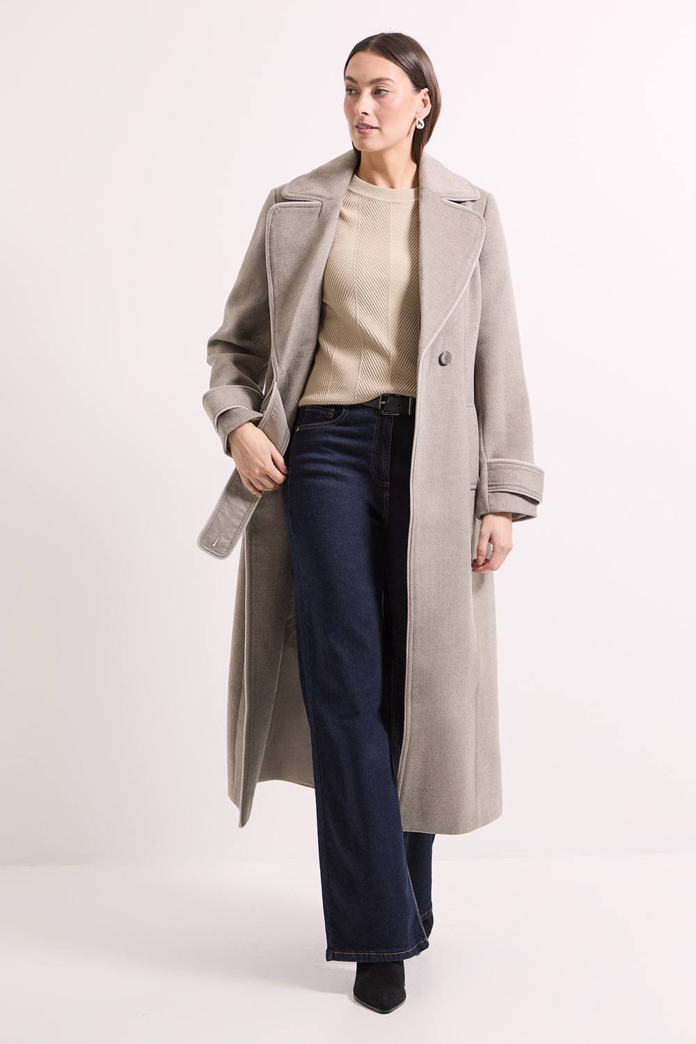 Wallis Wallis Women's Principles by Contrast Piping Coat in Mink - 2